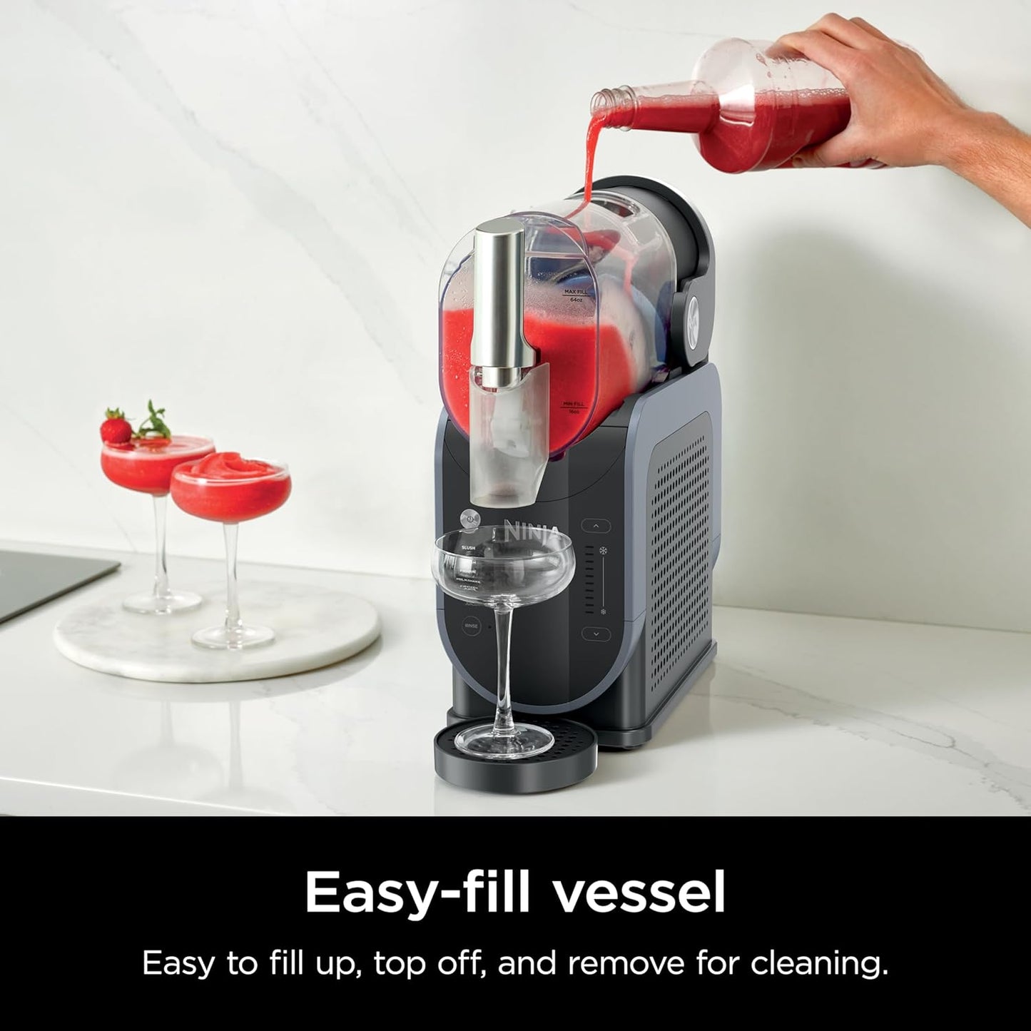 📍88oz Frozen Drink & Slushie Maker – RapidChill Tech, 5 Presets for Margaritas, Frappés & More – Sleek Black Design