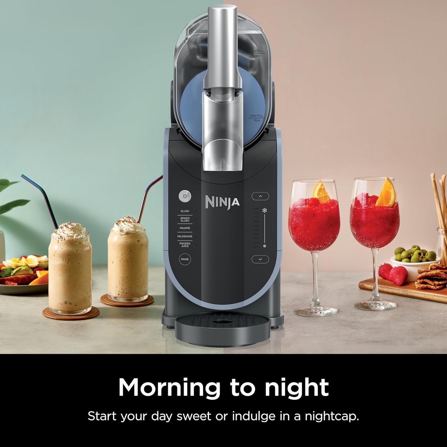 📍88oz Frozen Drink & Slushie Maker – RapidChill Tech, 5 Presets for Margaritas, Frappés & More – Sleek Black Design