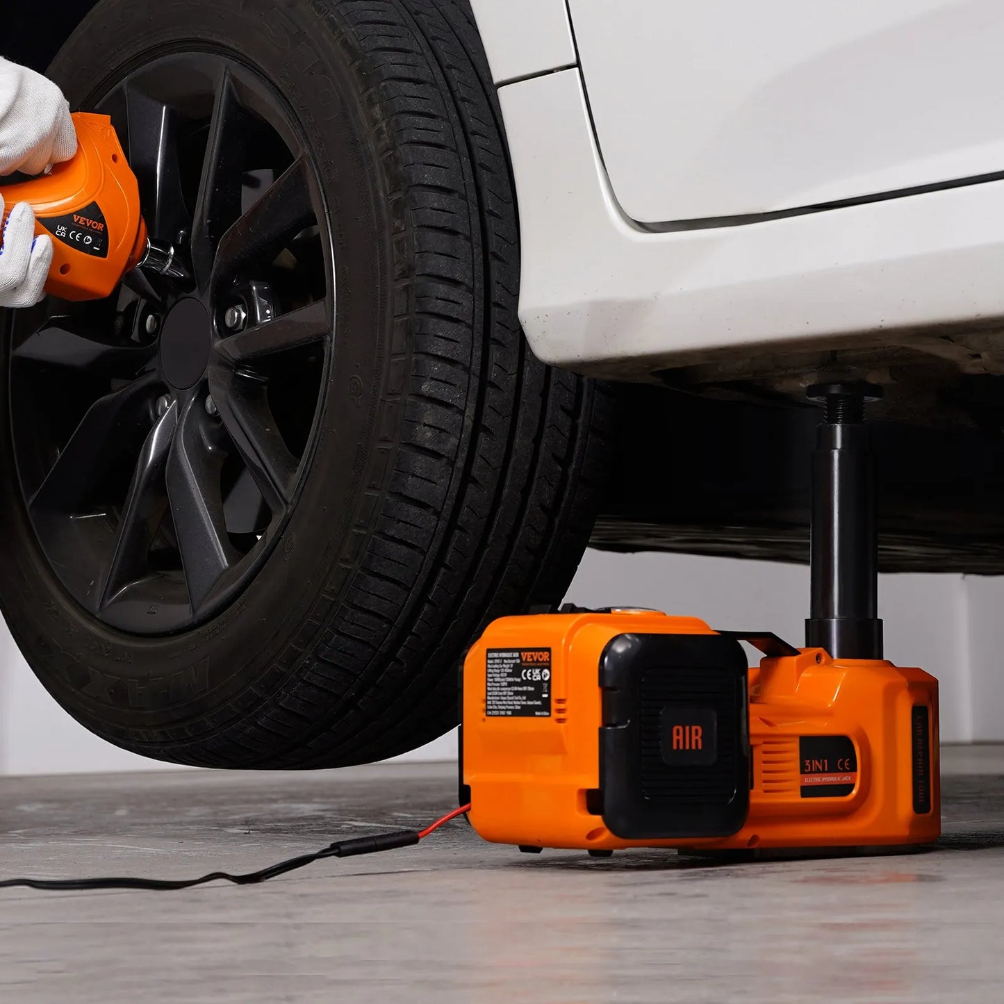 TuffNest 5-Ton Electric Car Jack with Impact Wrench – Hydraulic Lift with Built-in Air Pump & LED, Portable Tire Repair Kit for SUV, Sedan, MPV, Truck