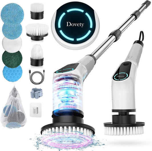 Electric Spin Scrubber – Powerful Cordless Cleaning Brush with 8 Heads & Extension Handle