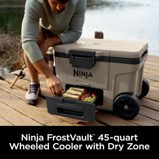 65QT Rolling Cooler with Dry Storage – Keeps Ice Cold for Days | Beach, Camping, Tailgates & More