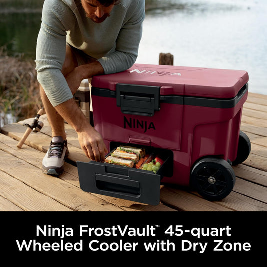 🧊 [30QT / 45QT / 65QT] Rolling Cooler with Dry Storage – Long Ice Retention for Camping, Beach & More